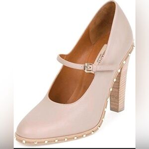 Valentino Garavani Soul Rockstud Mary Jane - Neutral Leather Heels, Size 36.5